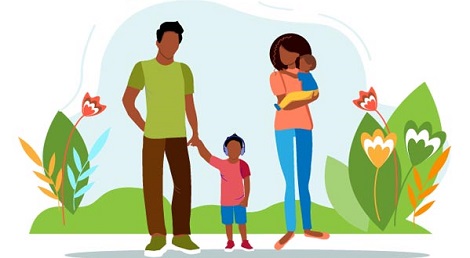 Illustration of a family talking a walk